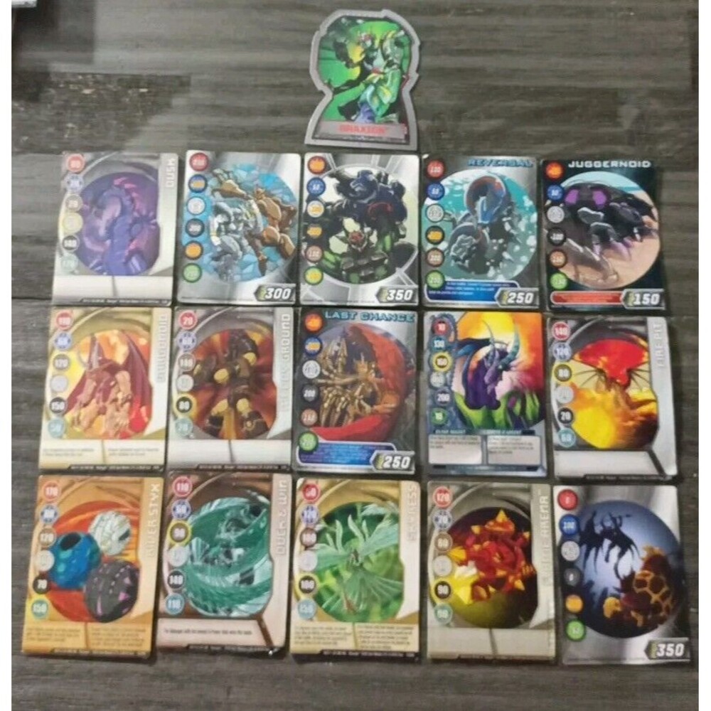 Bakugan 2006 2008 2011 Magnetic Metal Lot Of 16 Cards 1 With Serial Stamp